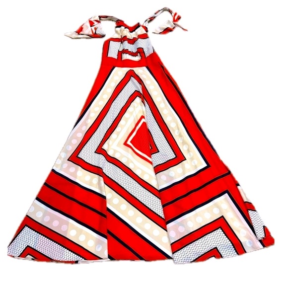 💃🍹 ELIZA J Floor Length Retro Halter Maxi Dress | 8P | Bold Y2K Resort Glam - Picture 1 of 11